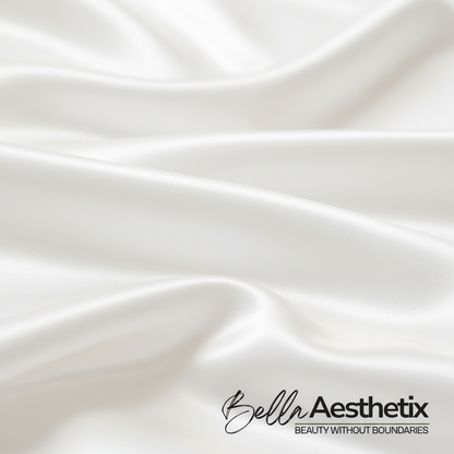 Close-up of white satin fabric texture