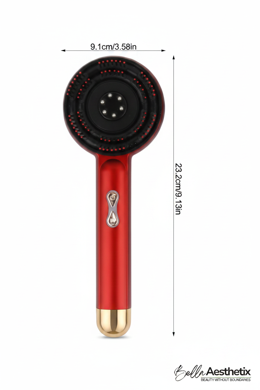 Bella Aesthetix scalp massager full dimensions with logo